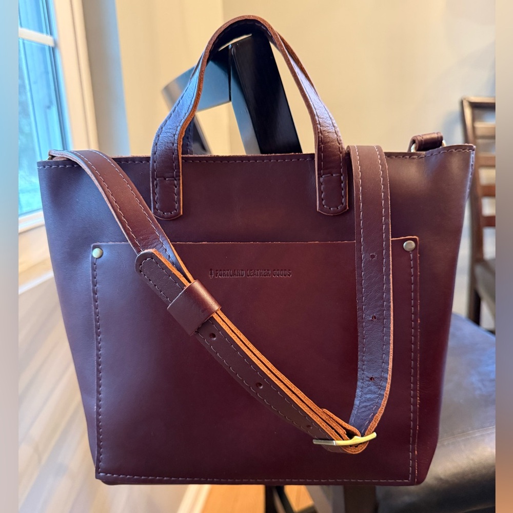 Cognac Portland Leather new Mini Crossbody Tote brown leather